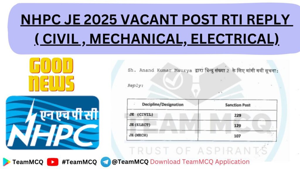 NHPC JE 2025 NEW VACANCY