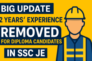 Read more about the article SSC JE Recruitment: 2 Year Experience Removed for Diploma Candidates in BRO